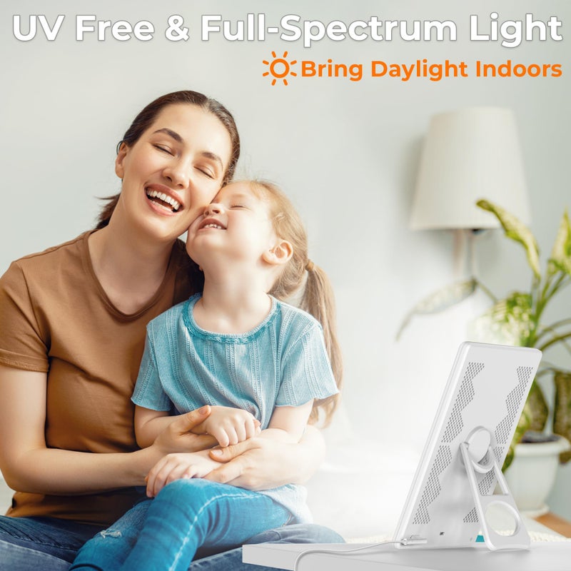 Fitfirst Light Lamp, 10000 Lux Sun Lamp, Gift for Women, 3 Color Temperature, 4 Brightness Levels, 15-60min Timer, Touch Control LED Lamp for Indoor/Office with Adapter - Image 2